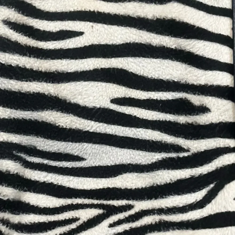 Zebra Print Faux Fur Tote Bag Black‎ Trim Y2K Shoulder Purse Pink Interior